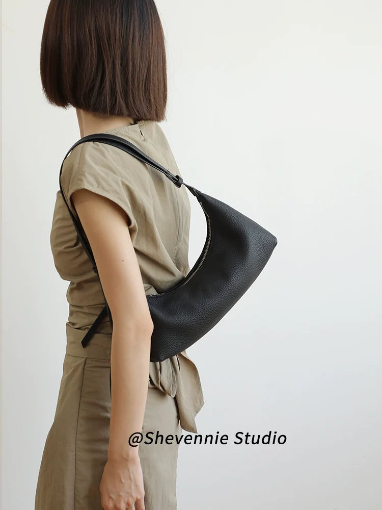 Soft Leather Baguette Shoulder Bag