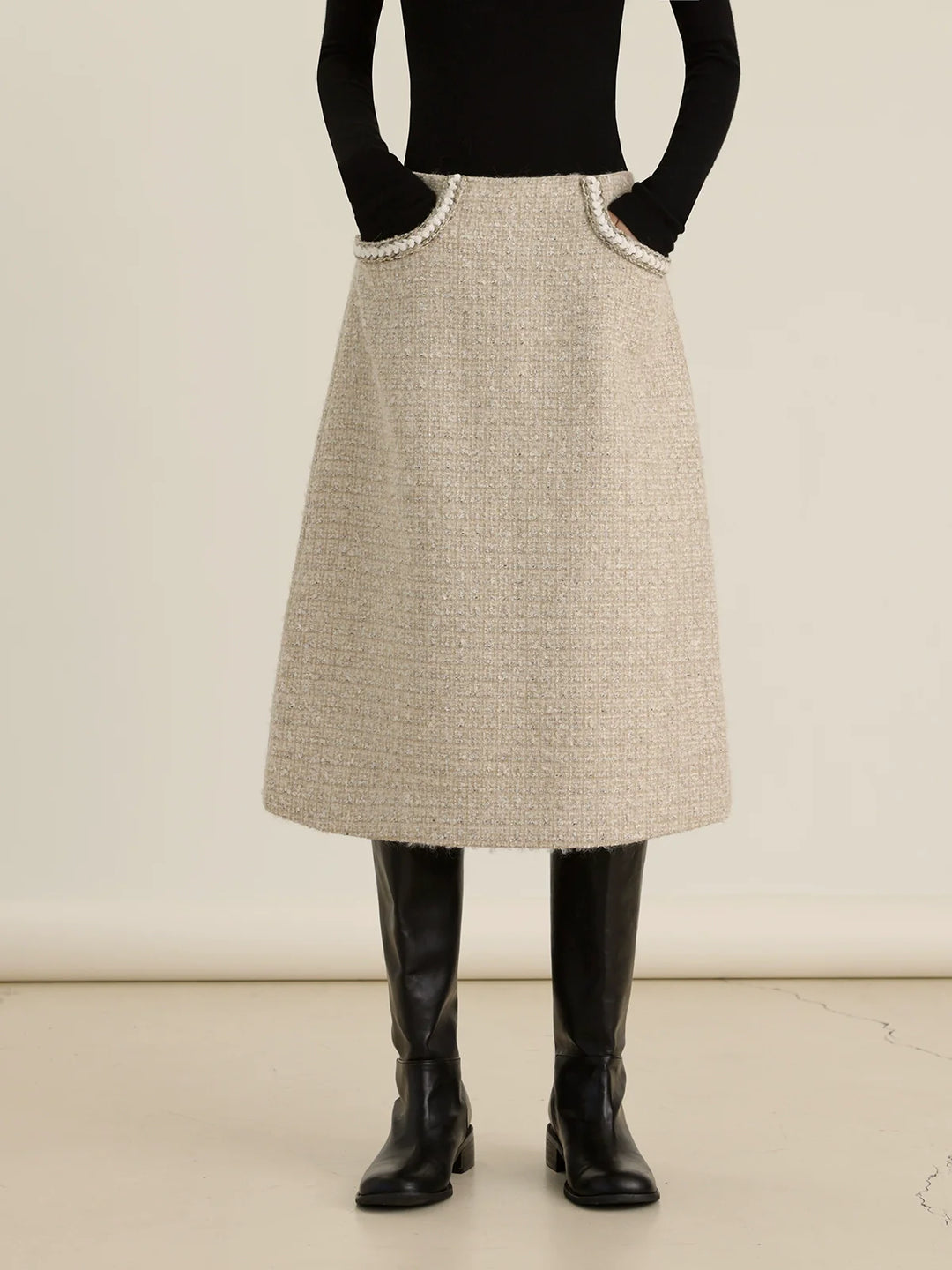 Wool Blend A-Line Skirt