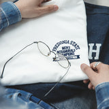 American Casual Letter Print T-Shirt with Embroidery