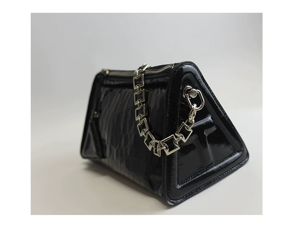 Genuine Leather Chain Crossbody Bag