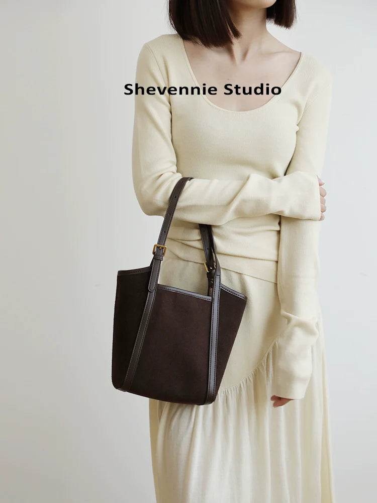 Suede Crescent Tote