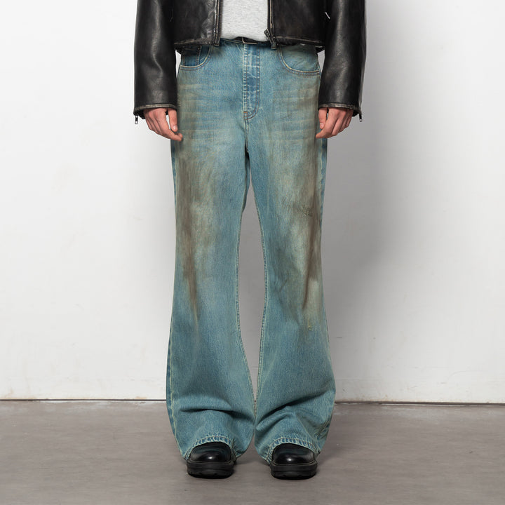 Mud-Dyed Flare Jeans