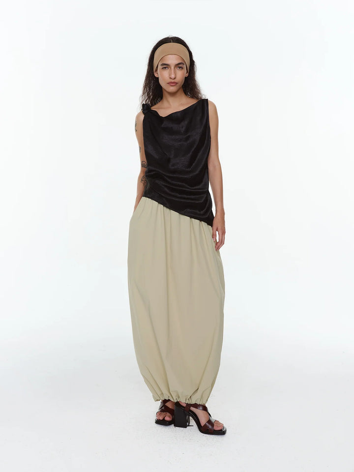 Sporty Pleated Cocoon Skirt