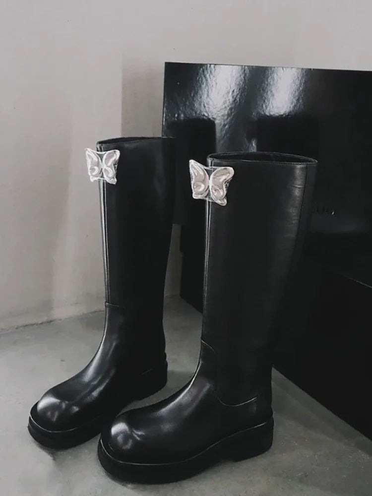 Leather Butterfly Boots