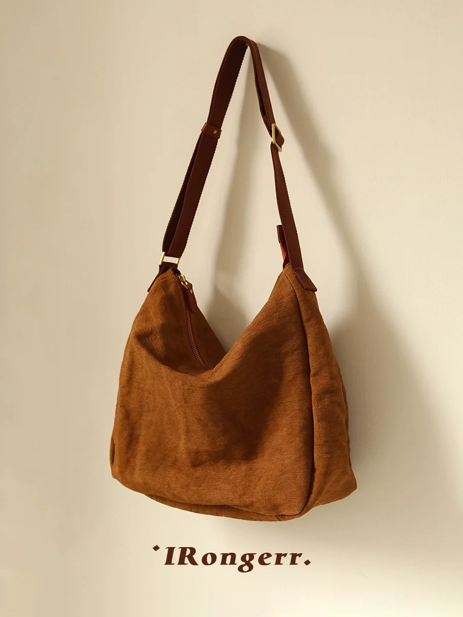 Pleated Cotton Linen Crossbody