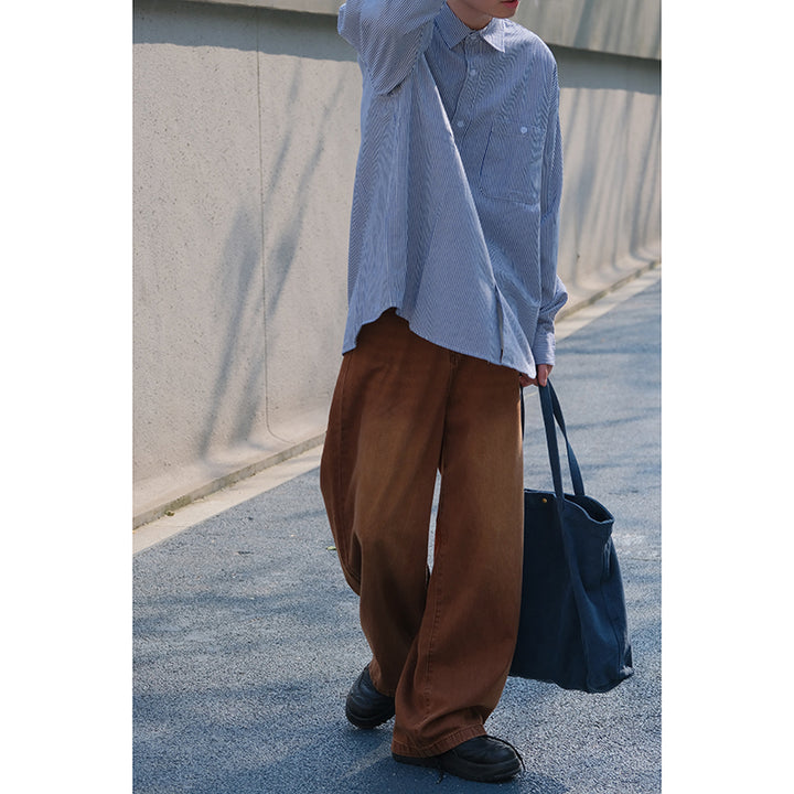 Brown Denim Casual Pants