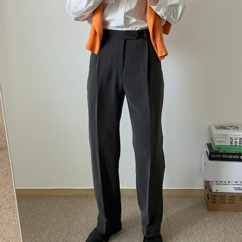 High-waist Loose Straight Casual Suit Trousers