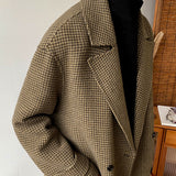 Men's Winter Korean Style Double-Sided Wool Houndstooth Coat
