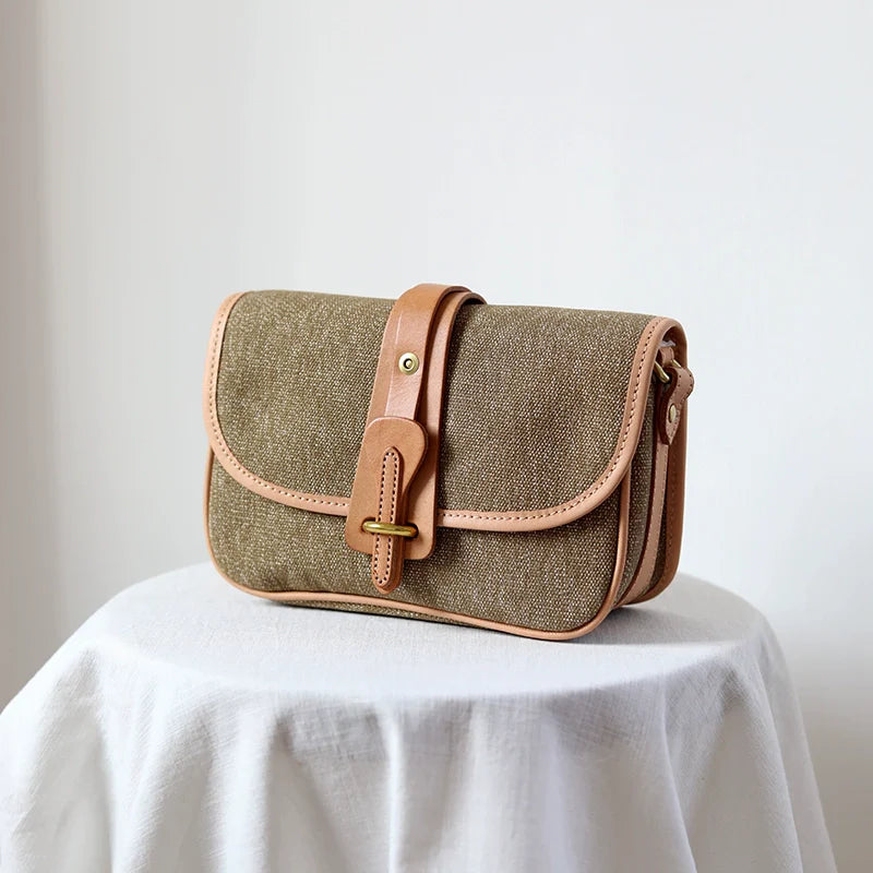 Canvas Leather Mini Crossbody