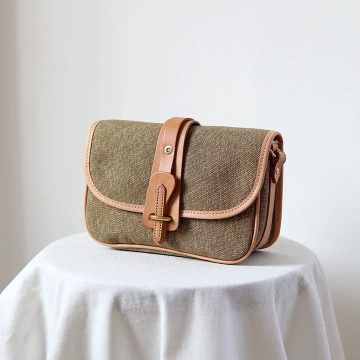 Canvas Leather Mini Crossbody