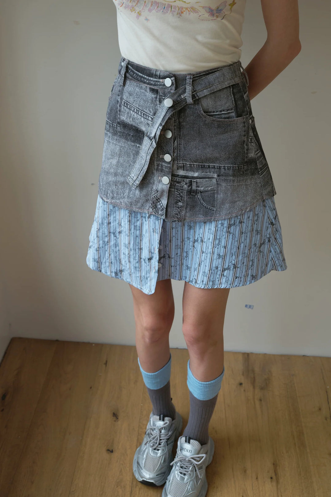 Denim Patchwork Skirt