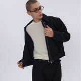 Detachable Shoulder Pads Short Drape Jacket with Three-Dimensional Cut and Long Pocket Design