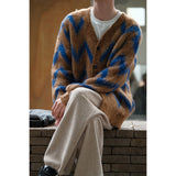 Winter Plush Retro V-Neck Knitted Cardigan Sweater Jacket - Unisex