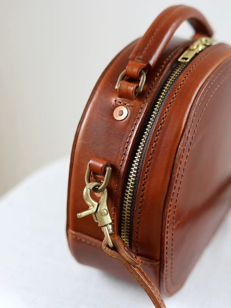 Round Leather Crossbody