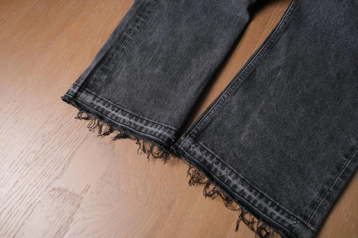 Washed Black Straight-Leg Jeans