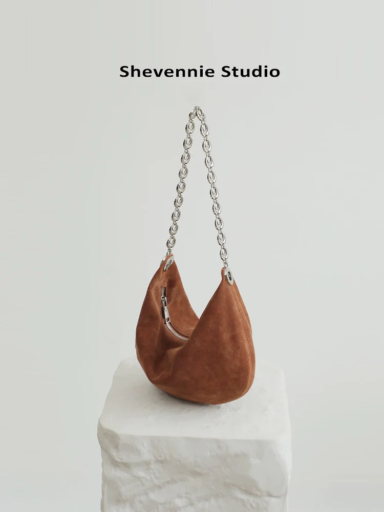 Suede Chain Shoulder Tote