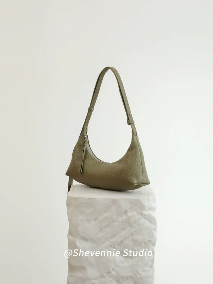 Soft Leather Baguette Shoulder Bag