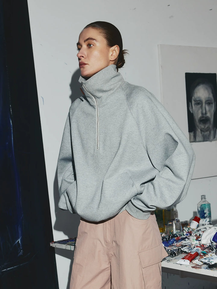 Agate Gray Zip Sweatshirt