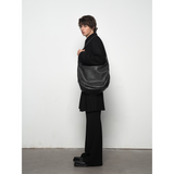 Handcrafted Mottled Leather Crossbody - Embrace Pleated Elegance with Spacious Design
