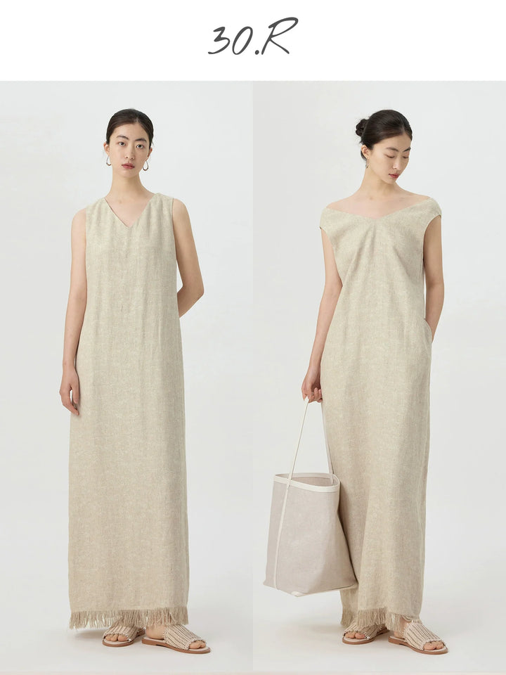 Linen Jacquard Midi Dress