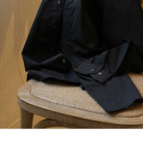 Men's Italian One-Piece Collar Seersucker Long Sleeve Shirt - Slim Fit Lightweight Black Business Casual Top