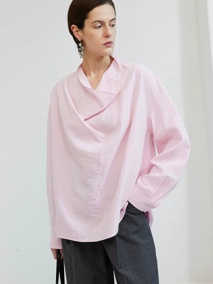 Silk Ruffle Collar Shirt