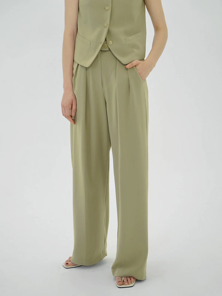 Triacetate High-Waist Draped Pants