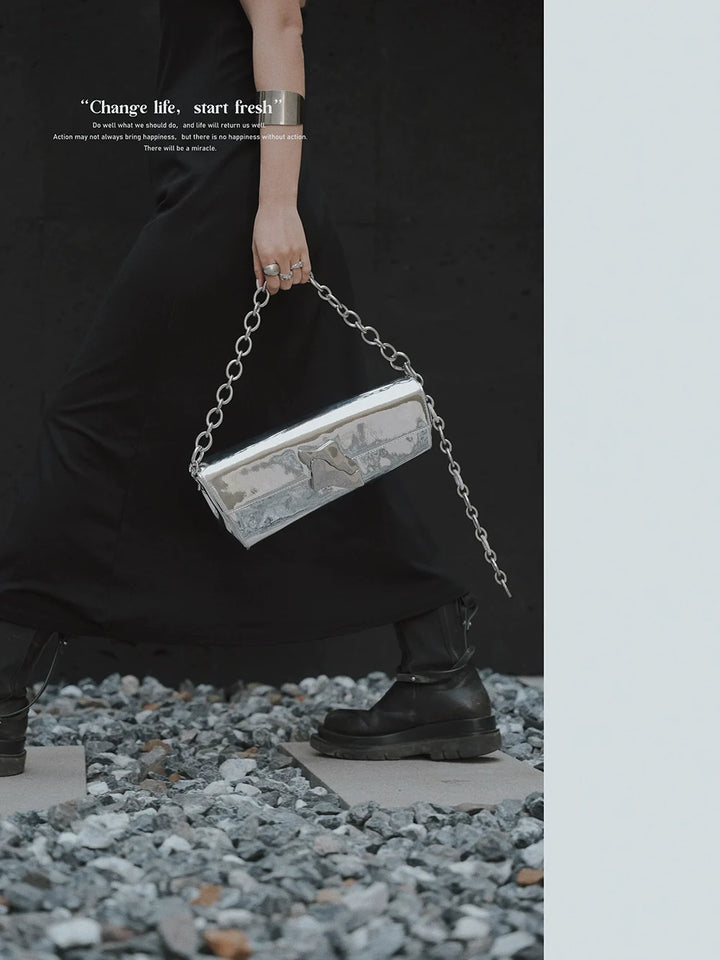 Silver Lock Shoulder Bag