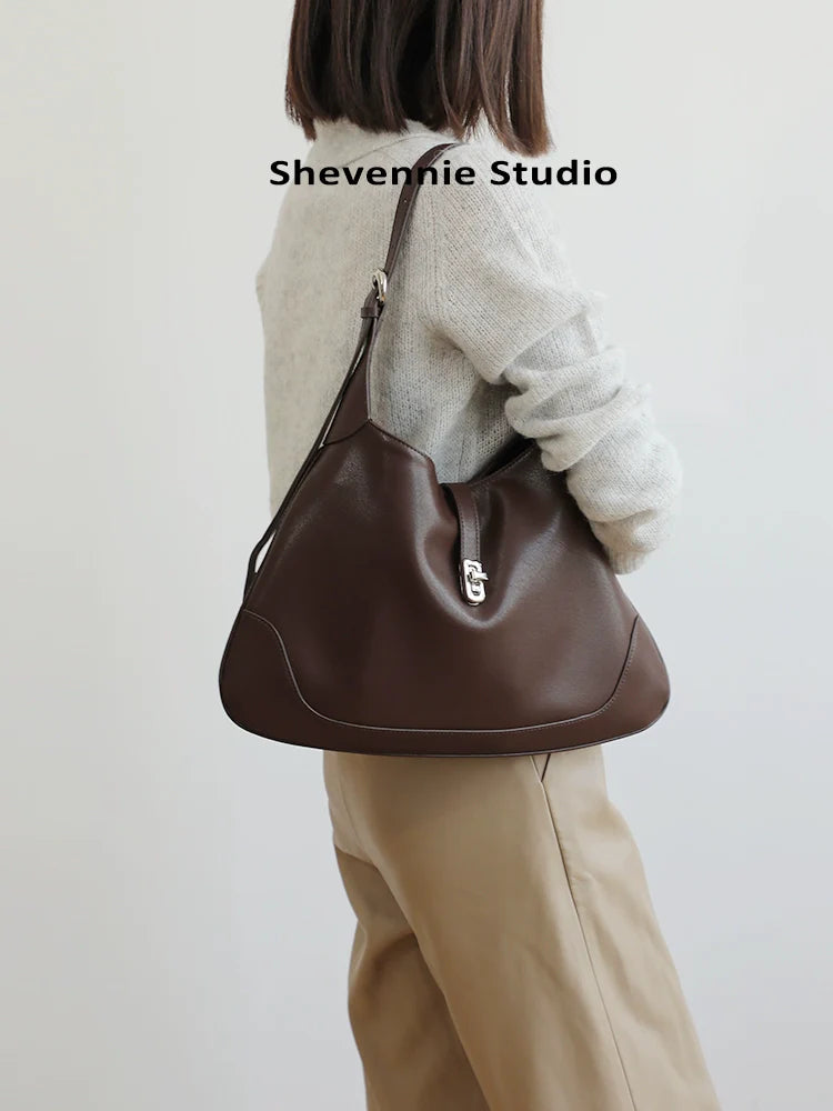 Ebony Leather Shoulder Tote