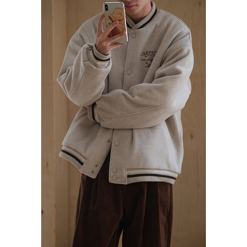 Oatmeal Cotton Baseball Jacket