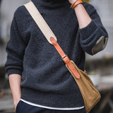 Japanese Retro Knitted Mohair Turtleneck Sweater for Men