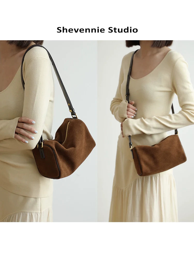 Mocha Suede Shoulder Bag