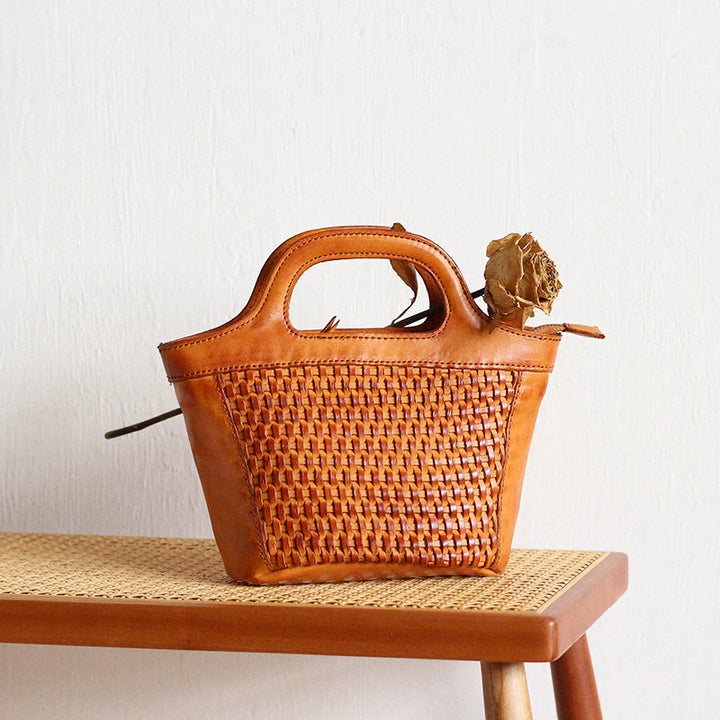 Gradient Woven Leather Shoulder Bag