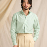 Men's Italian Cotton Modal Pointed Button Collar Long Sleeve Shirt