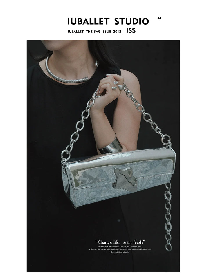 Silver Lock Shoulder Bag