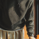 Men's Retro Dark Gray Fleece Sweater Warm Autumn Layered Coat