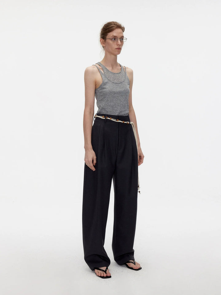 Wool Tapered Slim Trousers