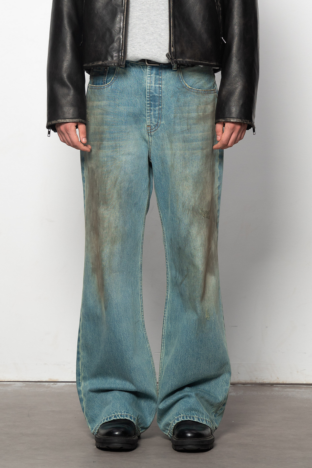 Mud-Dyed Flare Jeans