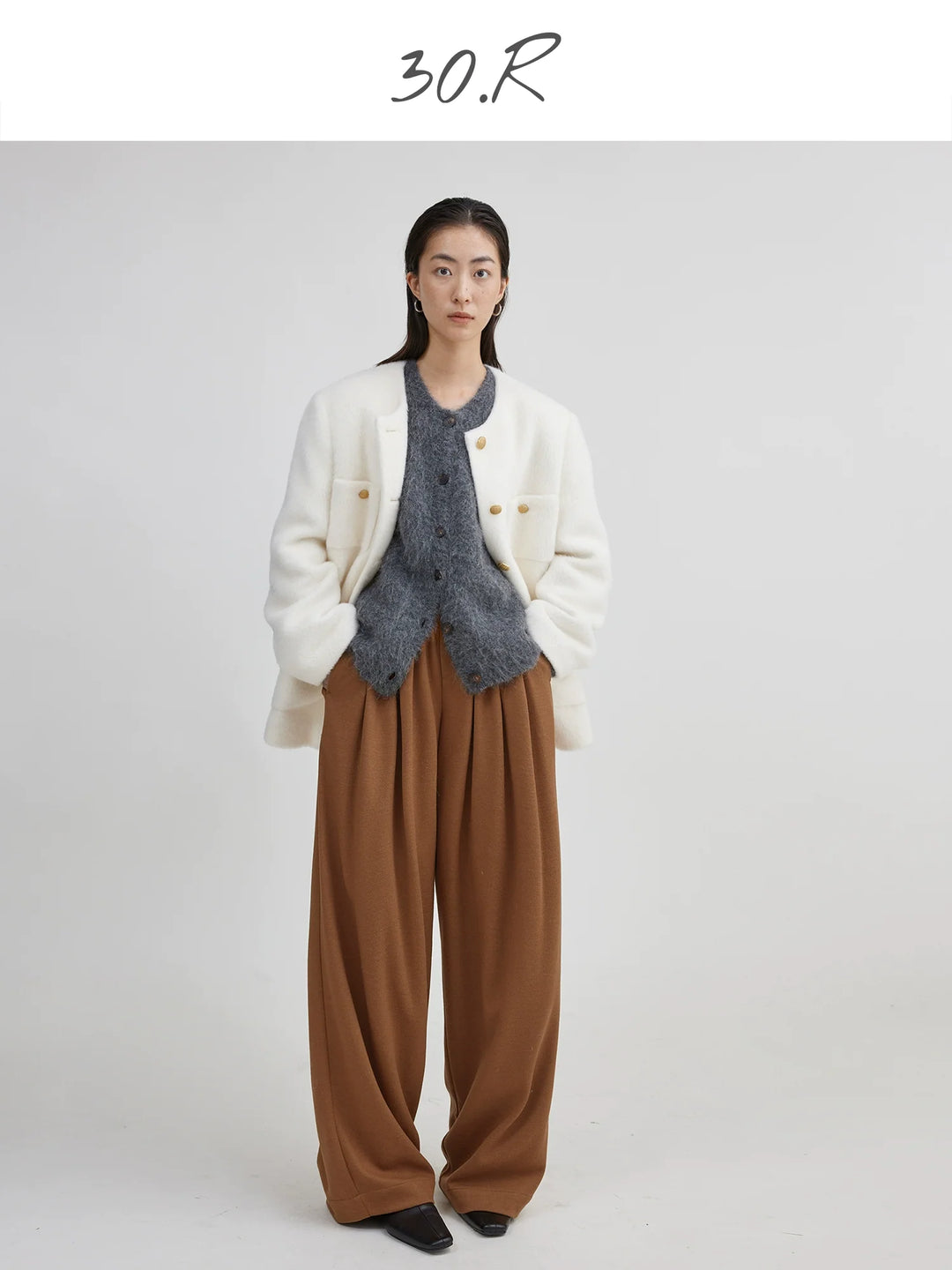 Wool Blend Wide Leg Pants