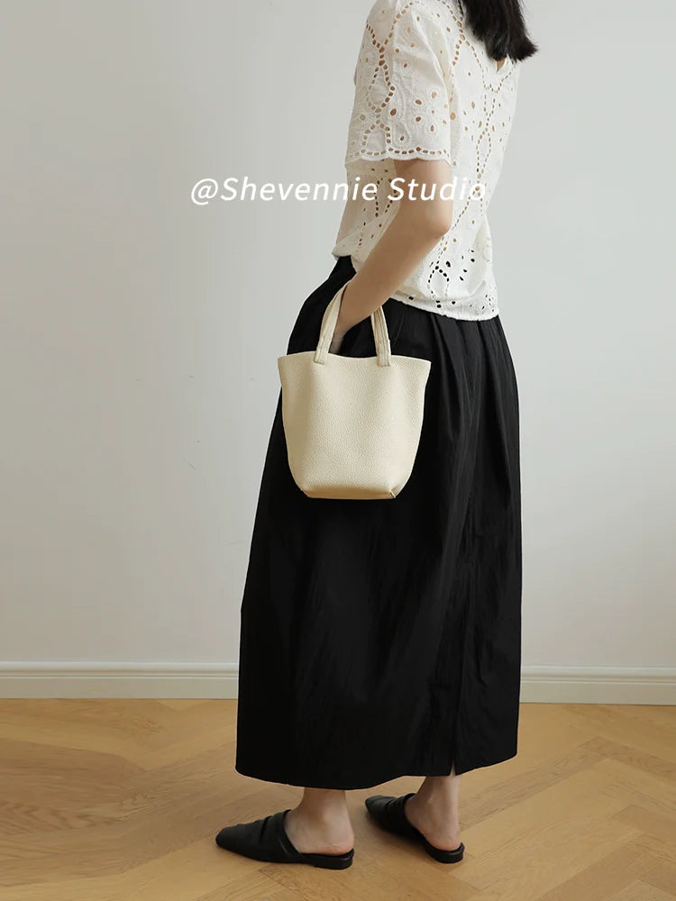 Genuine Leather Bucket Bag