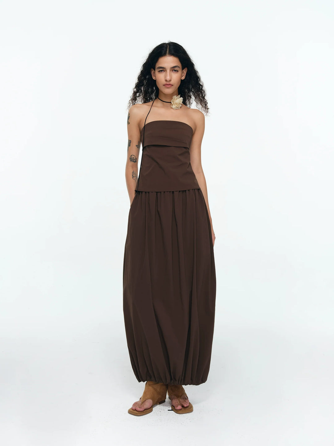 Sporty Pleated Cocoon Skirt