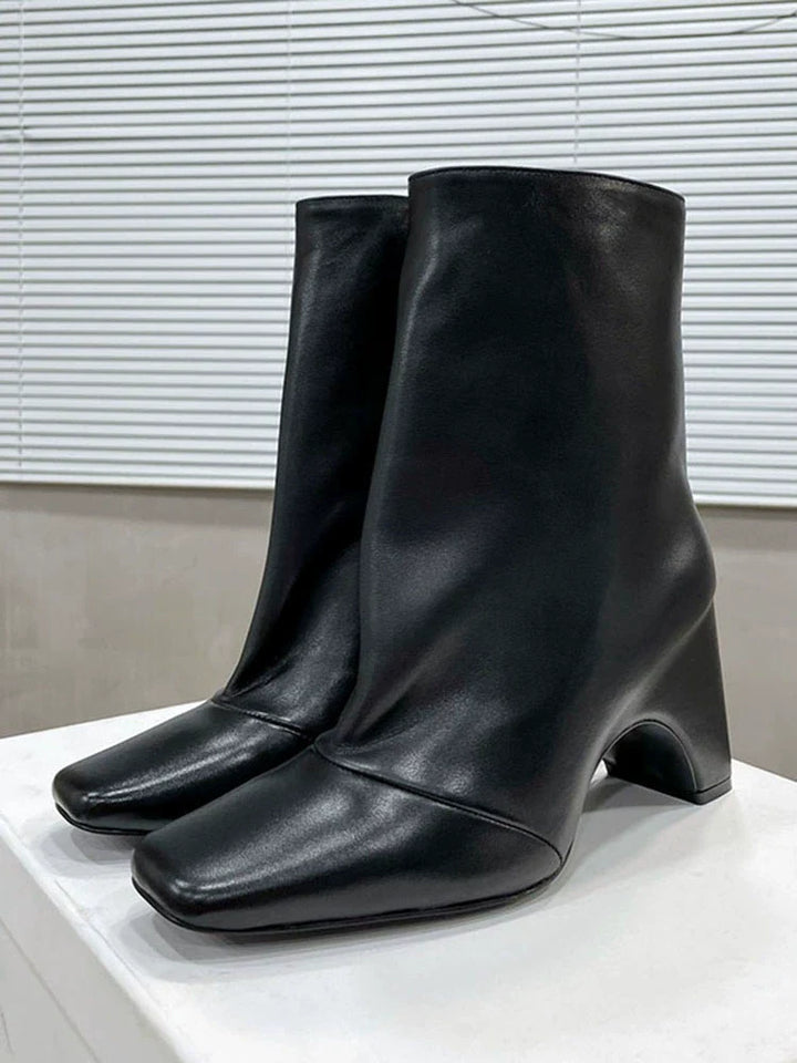 Black Luxe Square Toe Boots