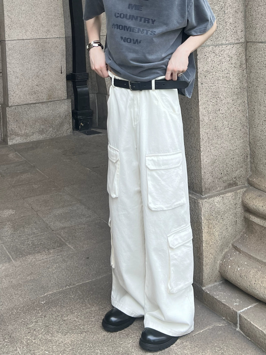 Wide-Leg Cargo Trousers