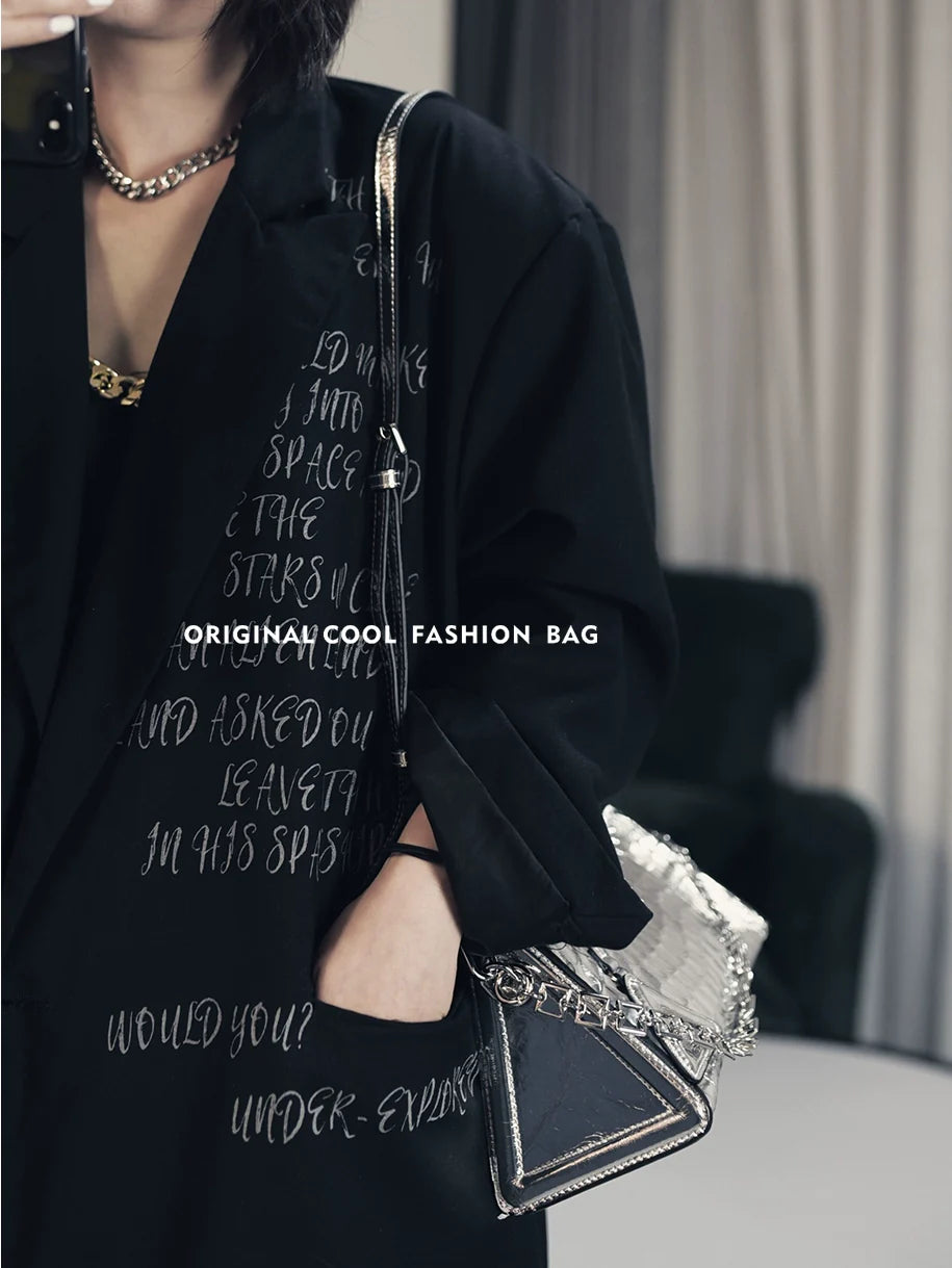 Genuine Leather Chain Crossbody Bag