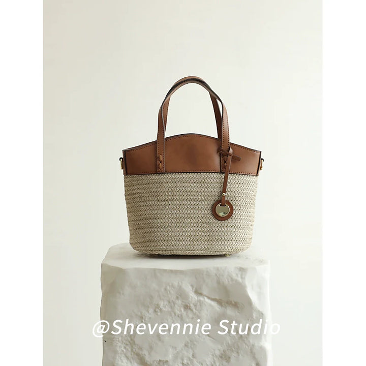 Woven Leather Bucket Bag