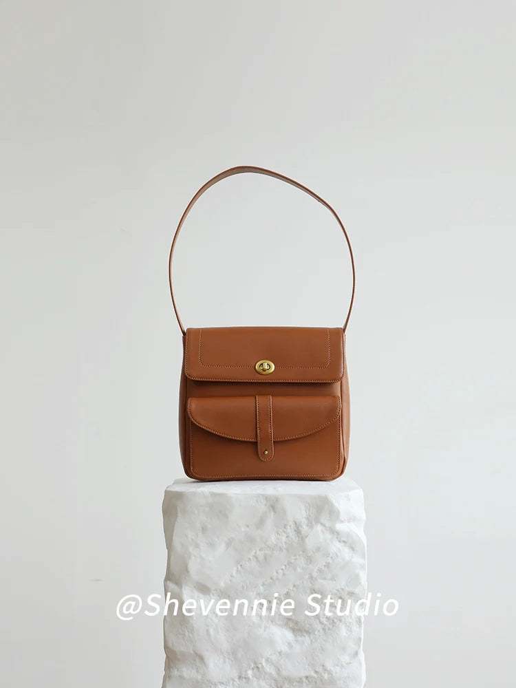 Waxed Leather Square Shoulder Bag