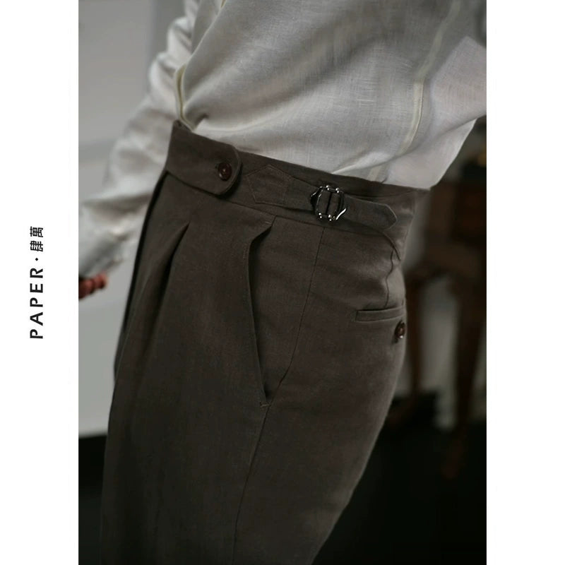 Linen High-Waisted Pants