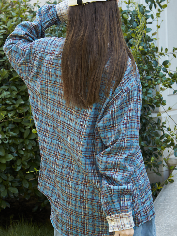 Plaid Asymmetric Cotton Shirt