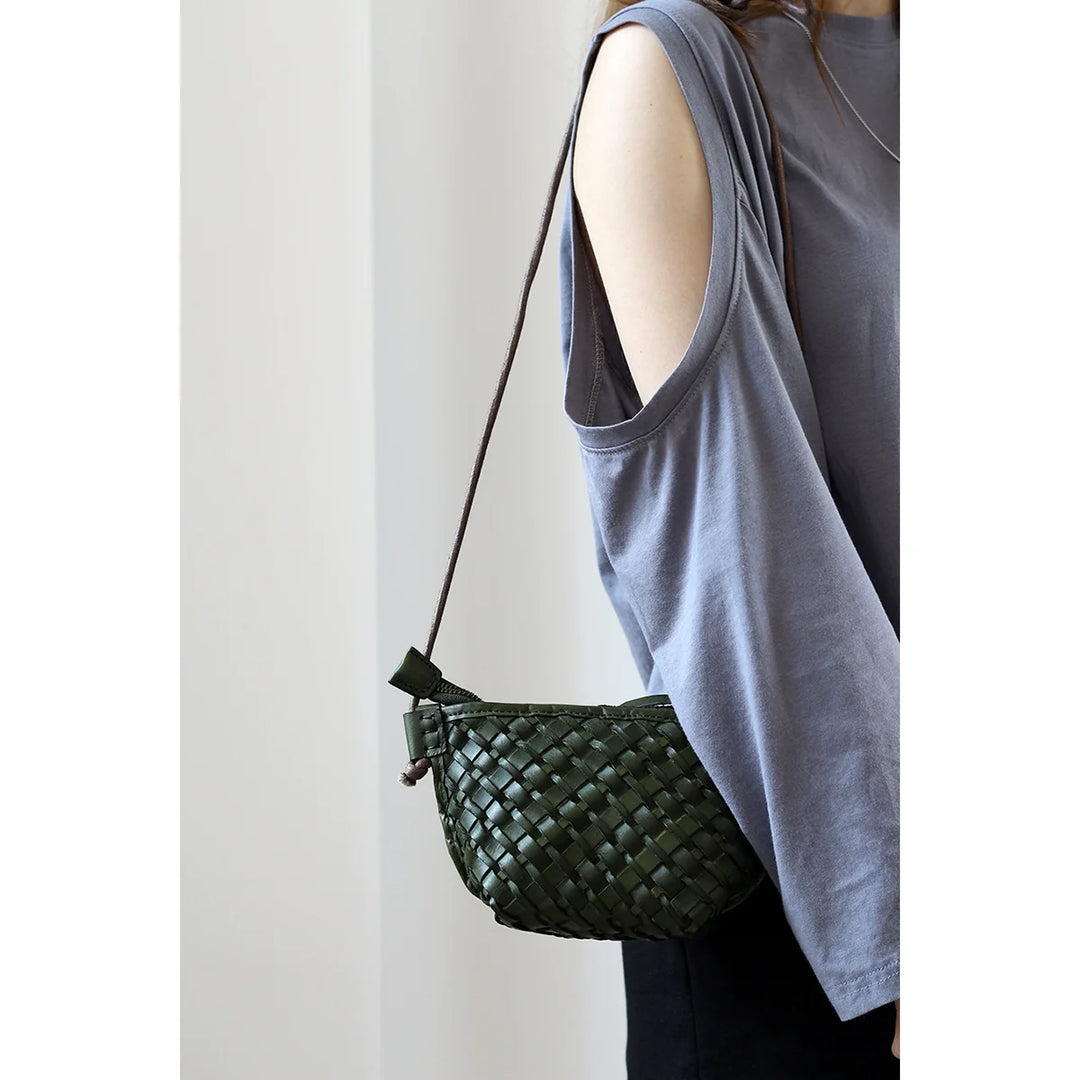 Handwoven Leather Mini Crossbody