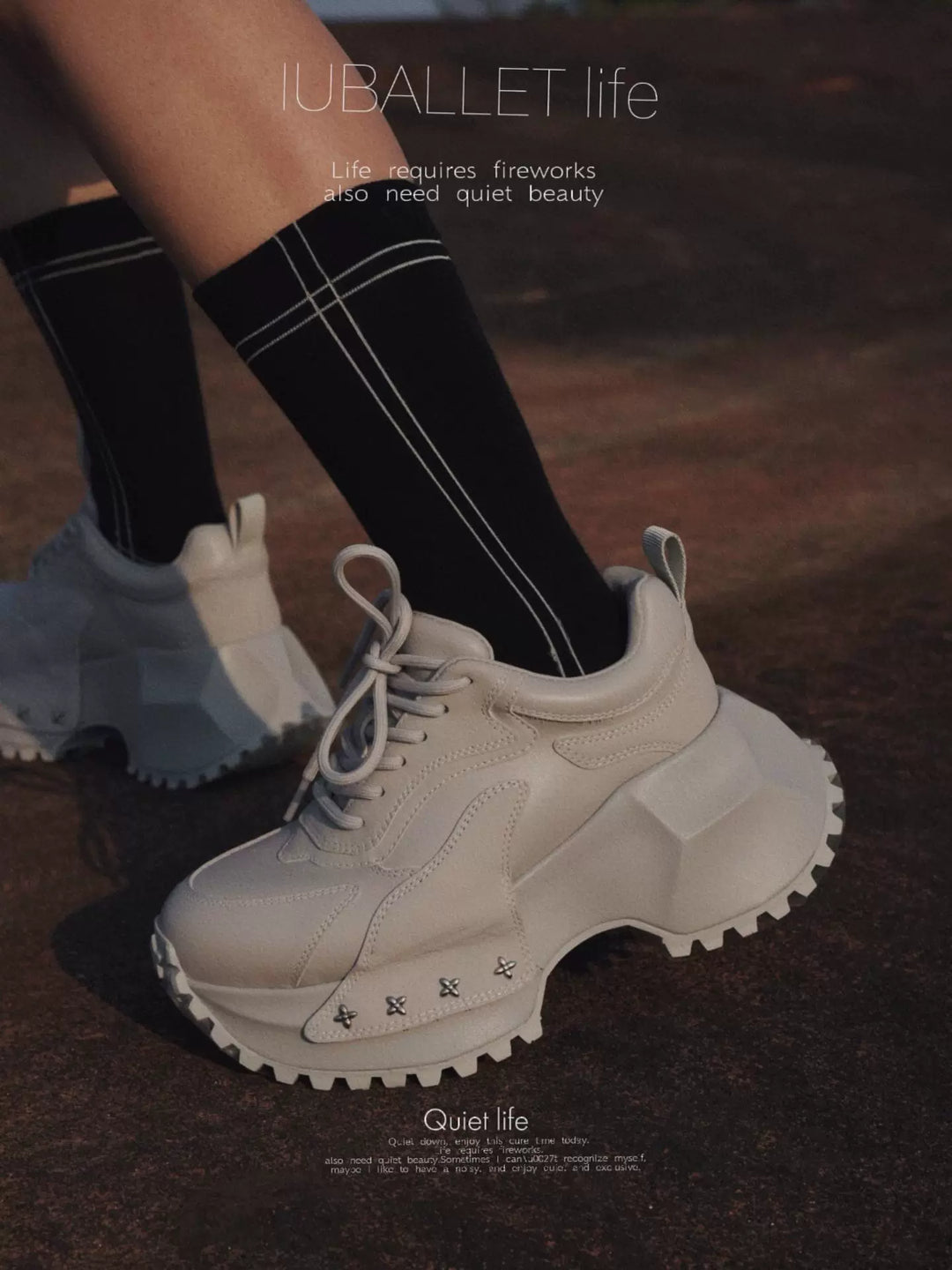 Leather Chunky Sole Sneakers